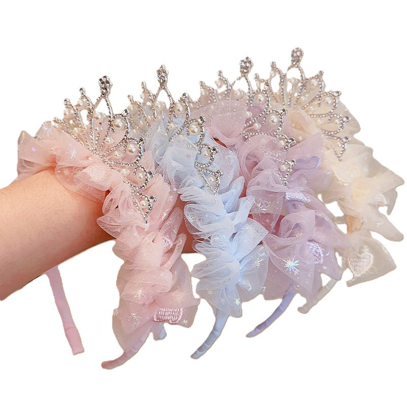 (Pre Order)Girls Princess Pearl Crown Headband
