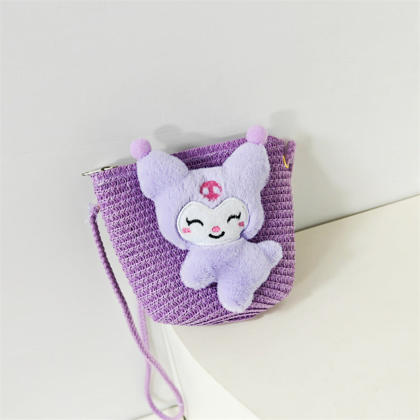 (Pre Order)Girls Spring and Summer Cartoon Weaving Straw Bag