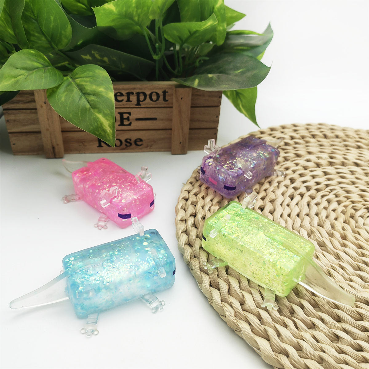 (Pre Order)Squishy Squeeze Glitter Axolotl Toy