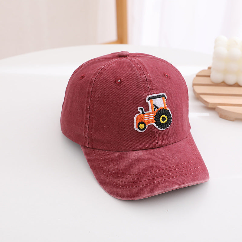 (Pre Order)Boys Spring&Summer Bulldozer Embroidery Baseball Cap
