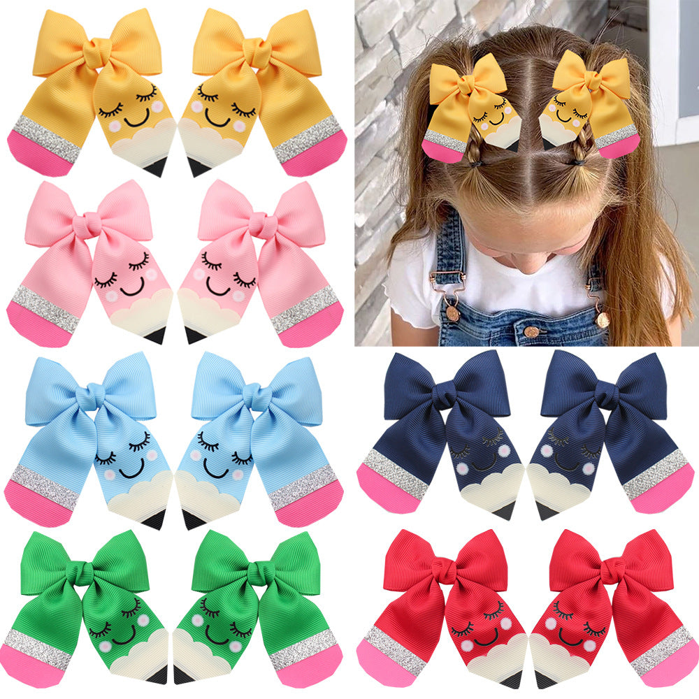 (Pre Order)Girls Back To School Bow-10 pairs in one package