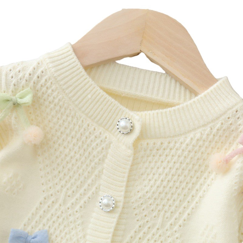 (In Production)Girls Fall&Winter Cherry Sweater Cardigan Skirt Set