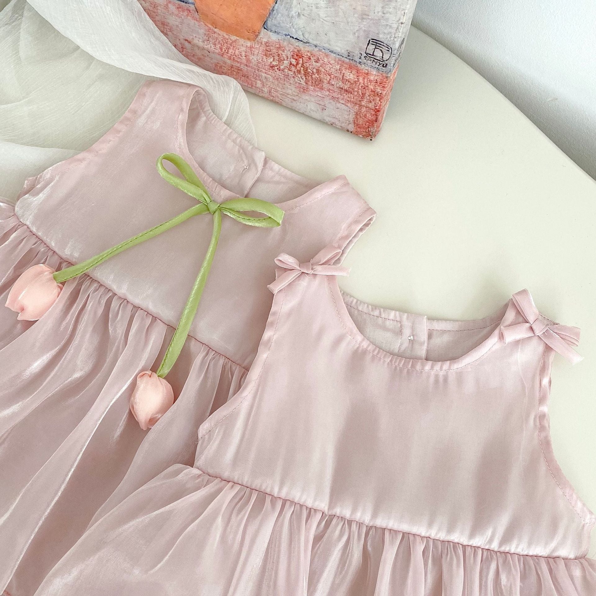 (In Production)Toddler Girls Spring&Summer Tulip,Bow Romper