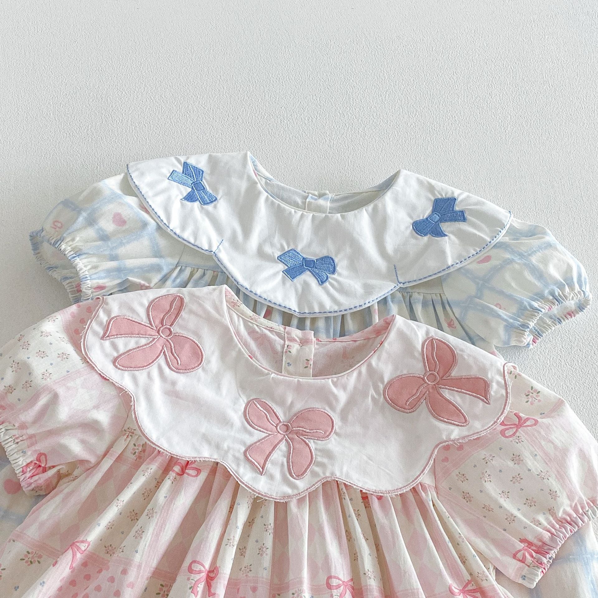 (Pre Order 2 Weeks)Girls Bow Applique Collar Dress