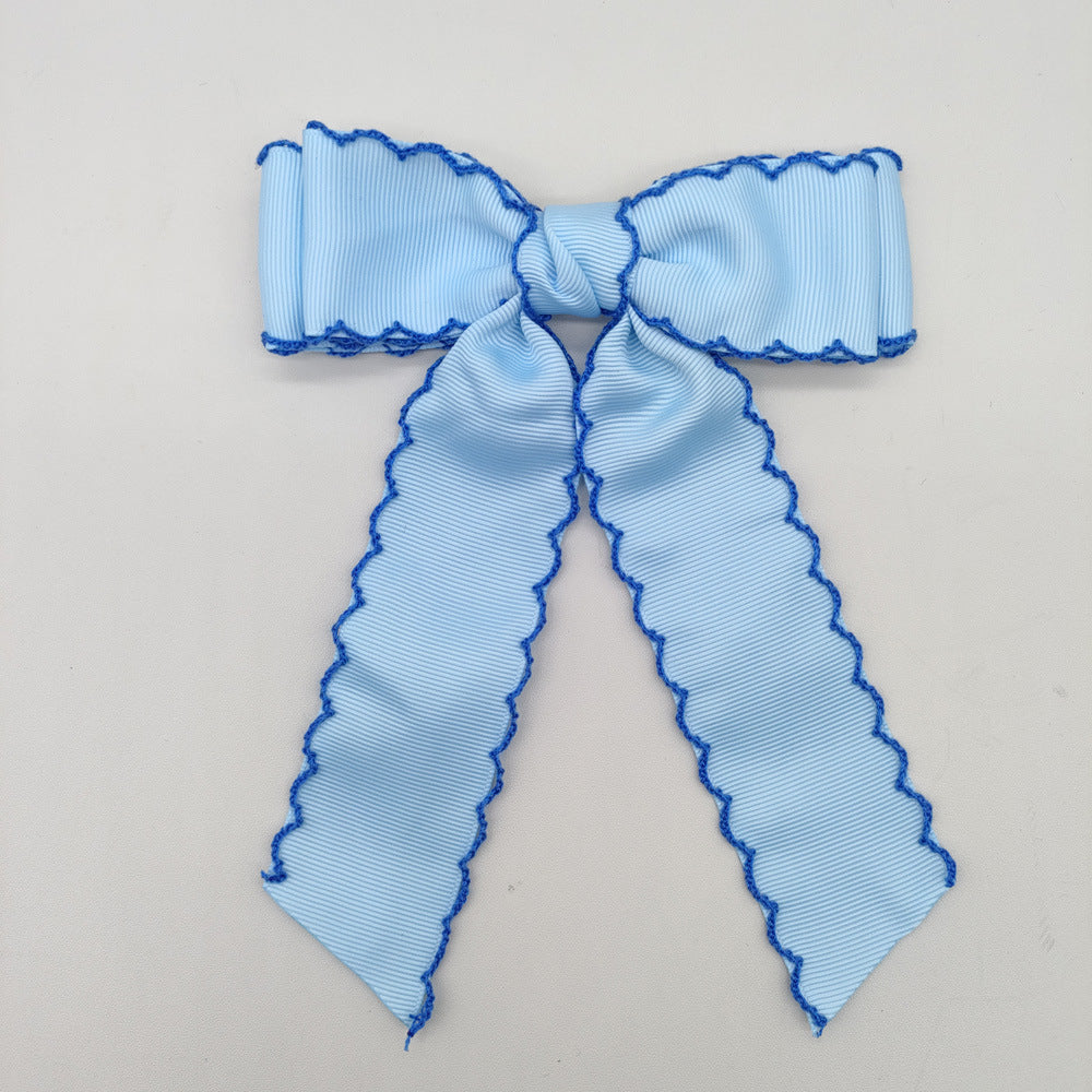 (Pre Order)Girls Solid Color Bow Hair Clip 2PCS