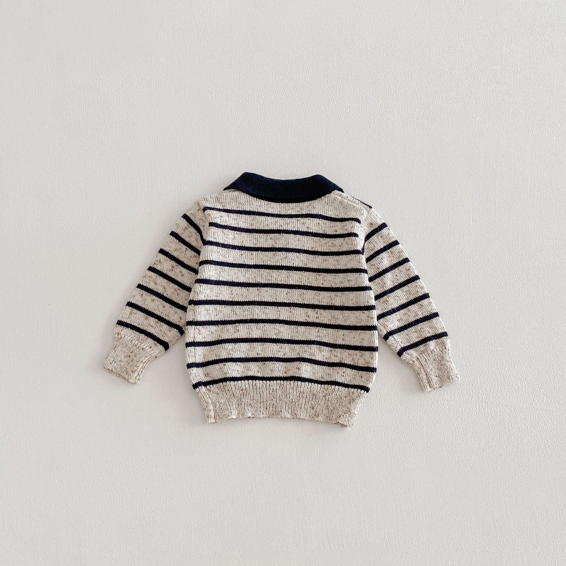 (Pre Order 2 Weeks)Unisex Fall Stripe Polo-neck Knitted Sweater