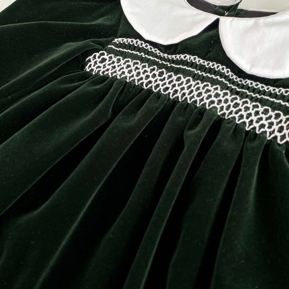 (Pre Order 2 Weeks)Sisters Fall Smocked Green Velvet Dress&Romper