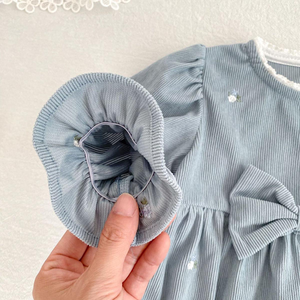 (Pre Order 2 Weeks)Sisters Fall Bow Corduroy Dress&Romper