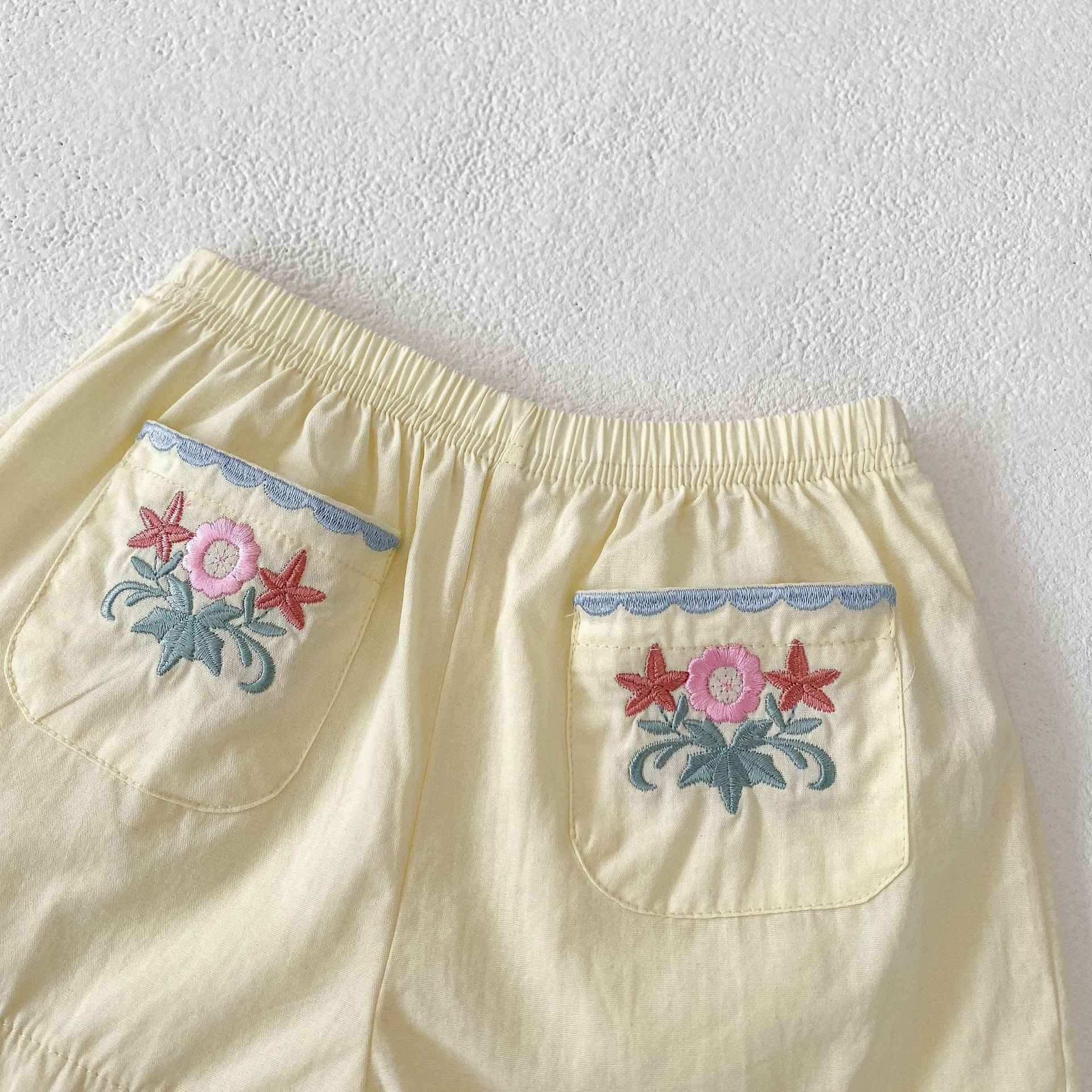 (In Production)Toddler Girls Spring&Summer Floral Embroidery Bloomer Set