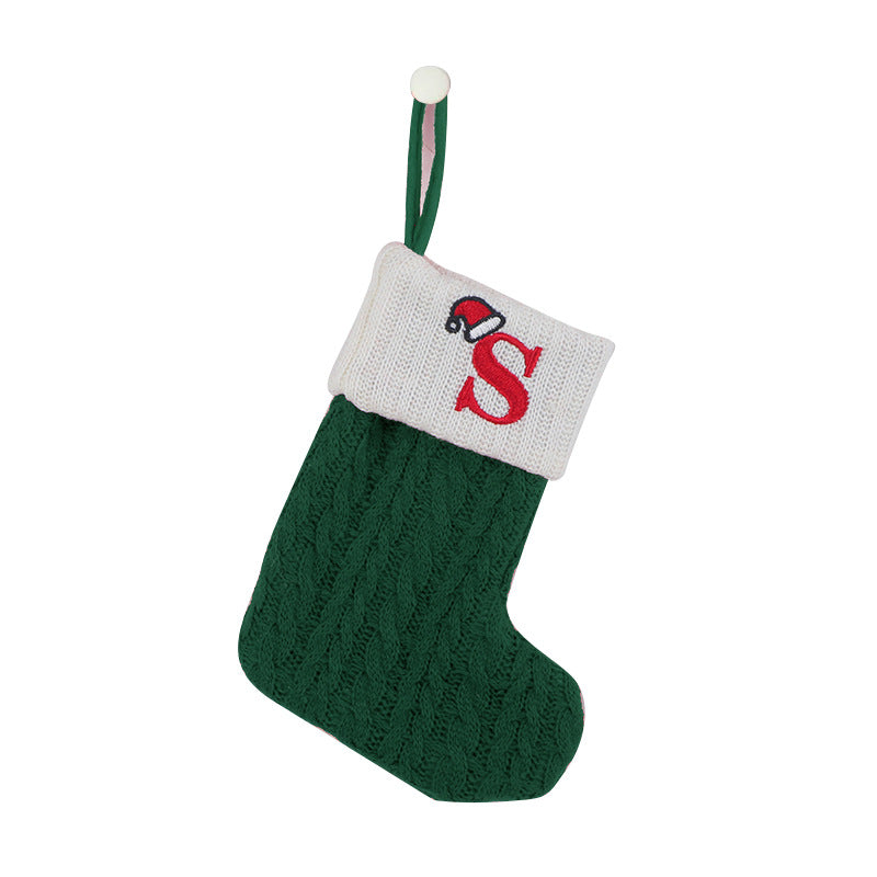 (Pre Order)Green Letter Wool Christmas Stocking Pendant