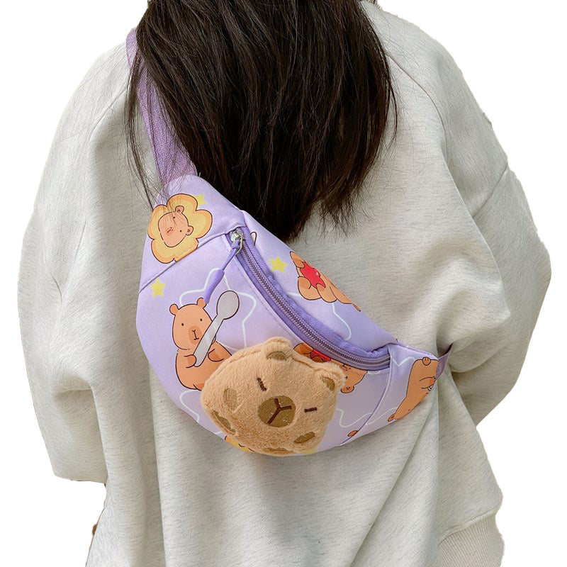 (Pre Order)Kids Cartoon Plush Toy Waist Bag