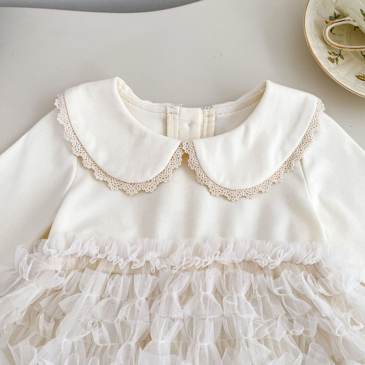 (Pre Order 2 Weeks)Girls Fall Baby Collar Tulle Dress