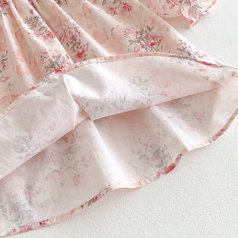 (In Production)Sisters Spring Floral Print Doll Collar Dress&Romper