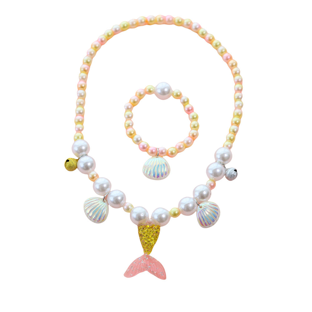 (Pre Order)Girls Summer Sea Side Pearl Necklace&Bracelet