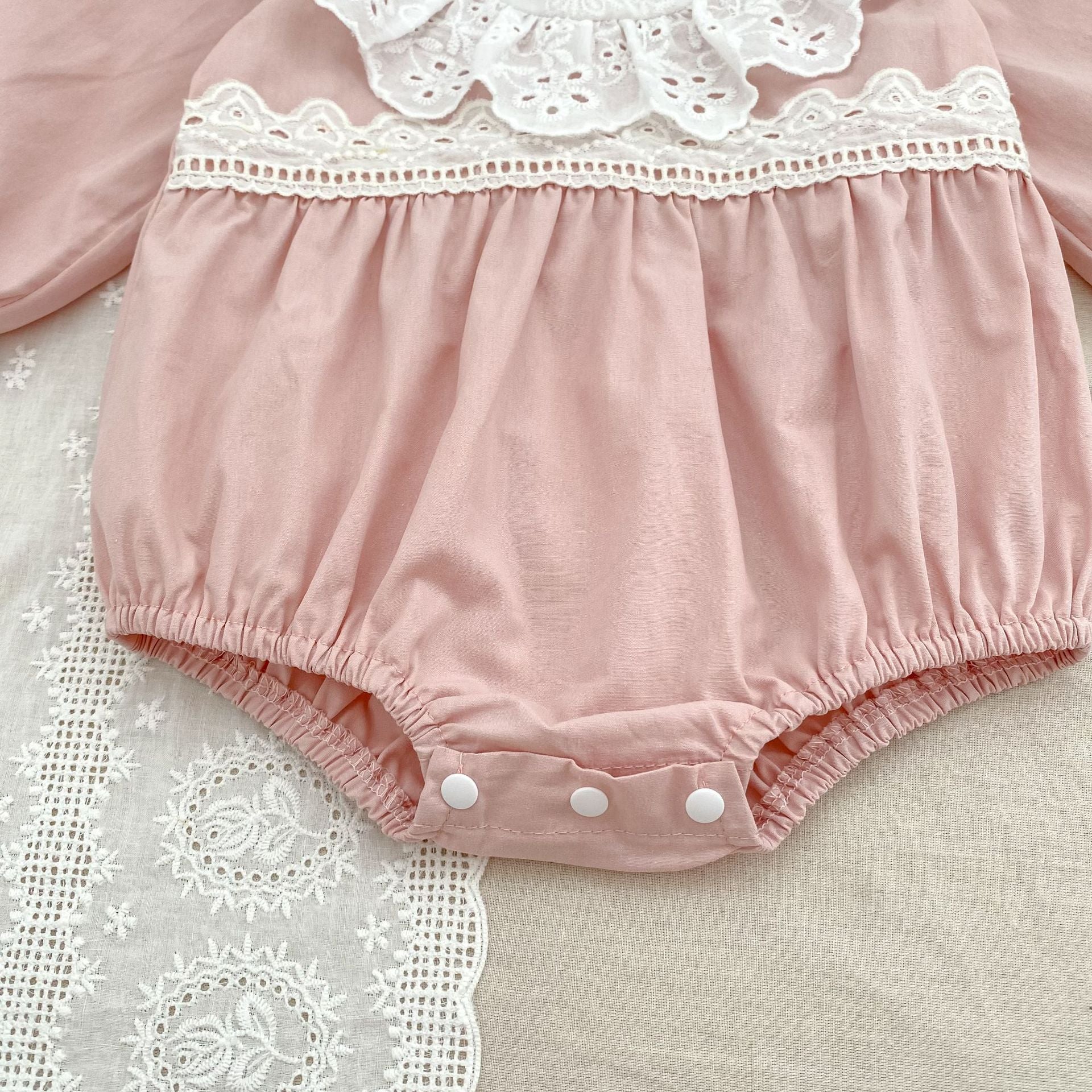 (Pre Order 2 Weeks)Sisters Fall Lace Ruffle Pink Dress&Romper