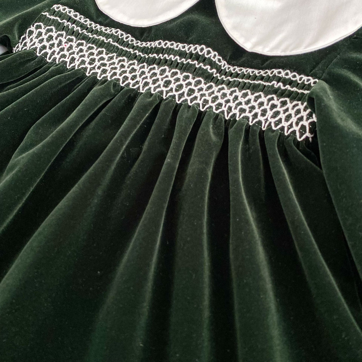 (Pre Order 2 Weeks)Sisters Fall Smocked Green Velvet Dress&Romper