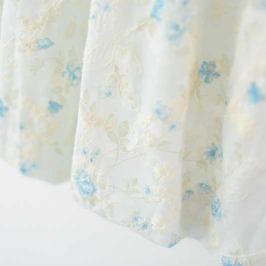 (In Production)Girls Spring&Summer Floral Embroidery Petal Collar Dress