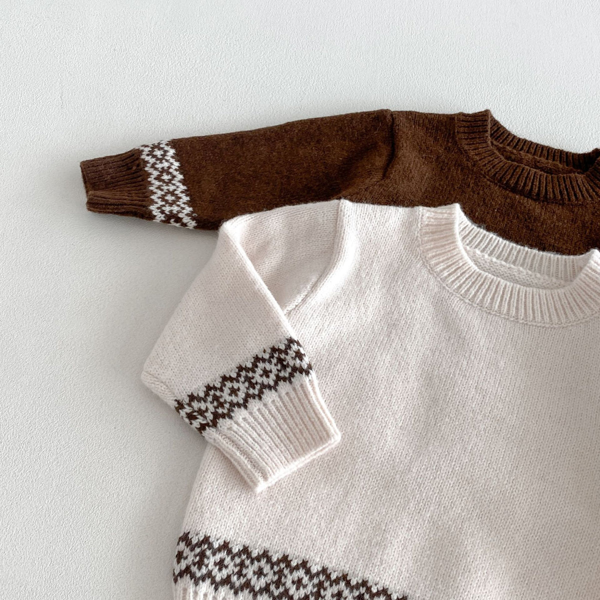 (Pre Order 2 Weeks)Unisex Fall Jacquard Round-neck Knit Sweater
