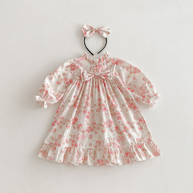 (In Production)Sisters Fall Floral Print Ruffle Dress&Romper