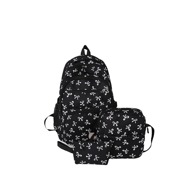 (Pre Order)Bow Print Backpack,Shoulder Bag&Purse 3Pcs