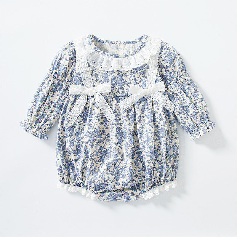 (In Production)Toddler Girls Spring&Summer Floral Print Romper