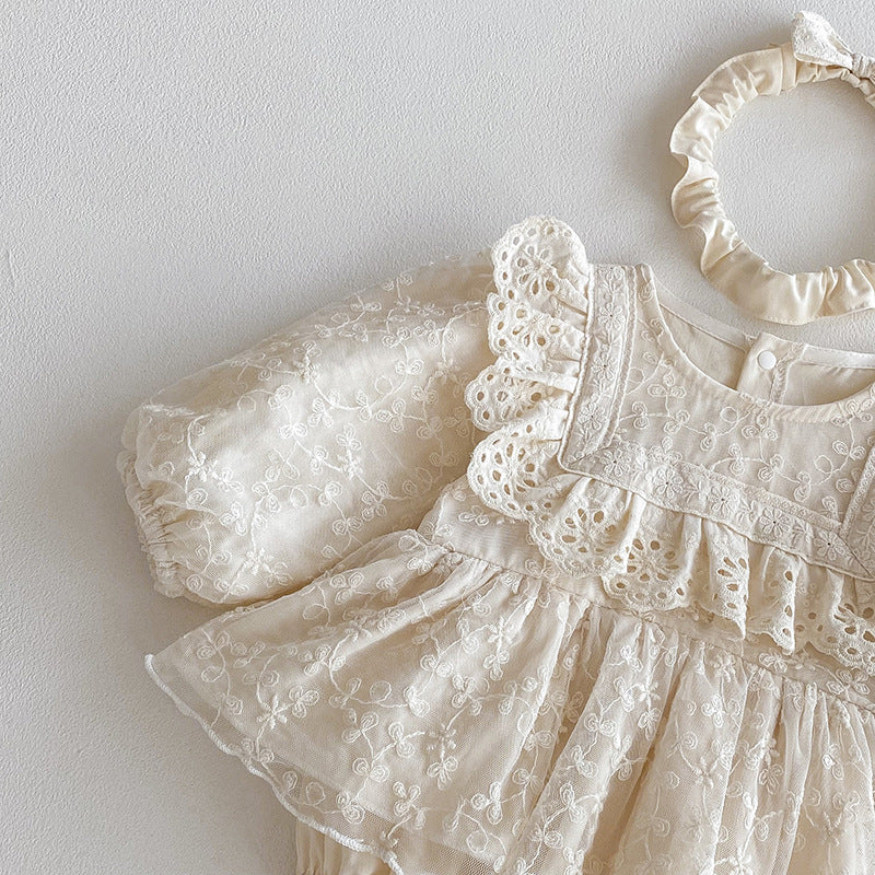 (In Production)Girls Fall Lace Ruffle Romper