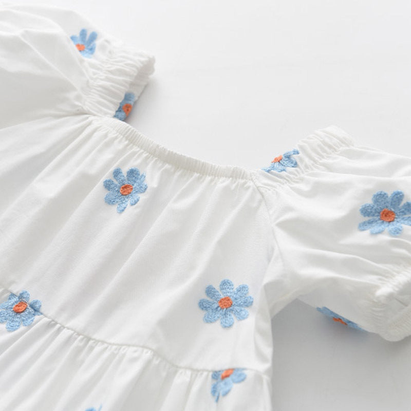 (In Production)Girls Spring and Summer Daisy Embroidery Dress