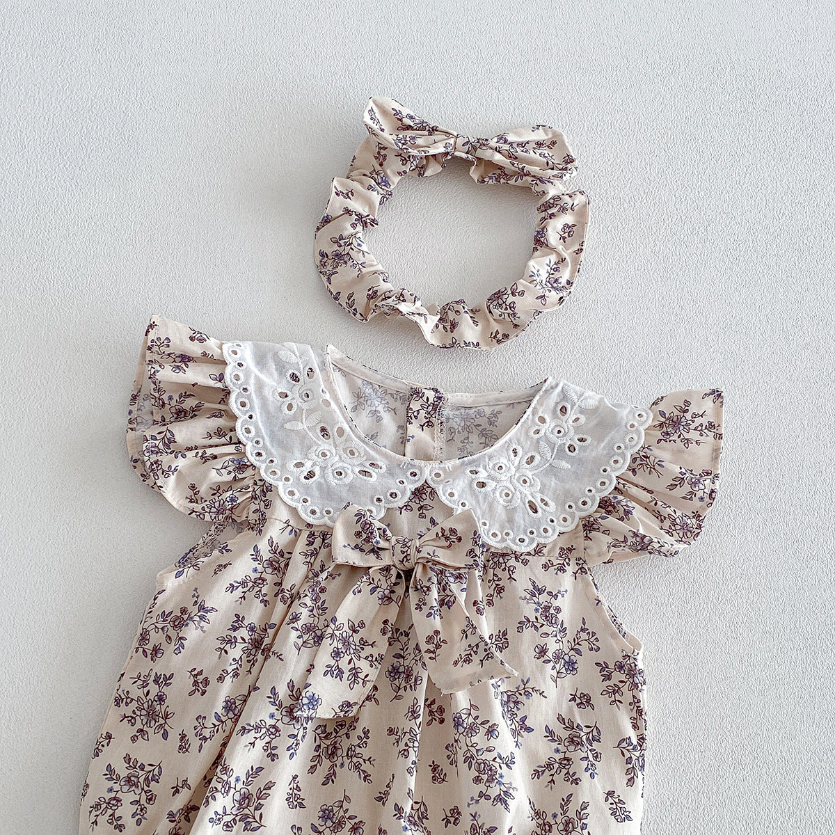 (Pre Order 2 Weeks)Sisters Fall Floral Print Bow Dress&Romper