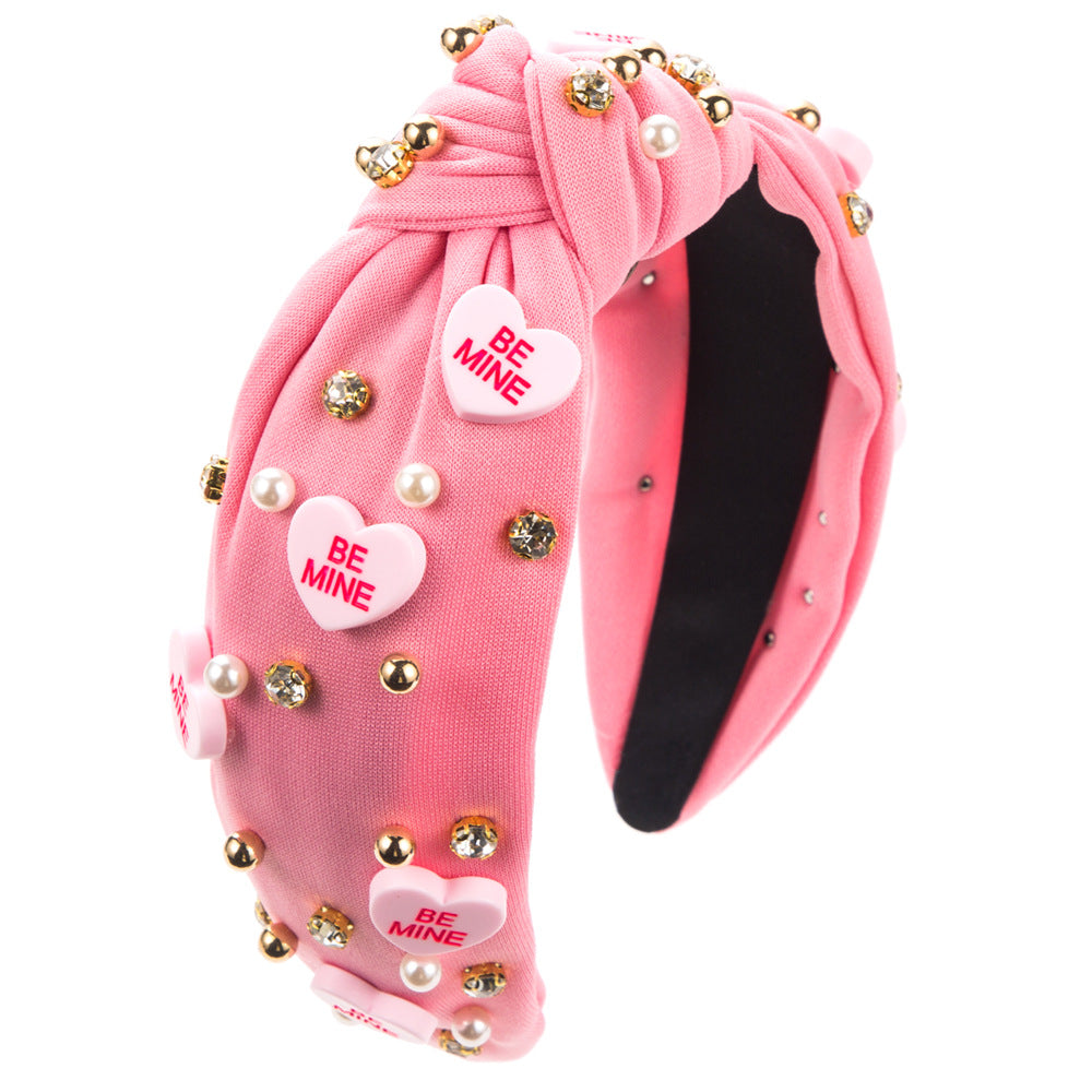 (Pre Order)Valentine's Day Pearl Rhinestone Headband