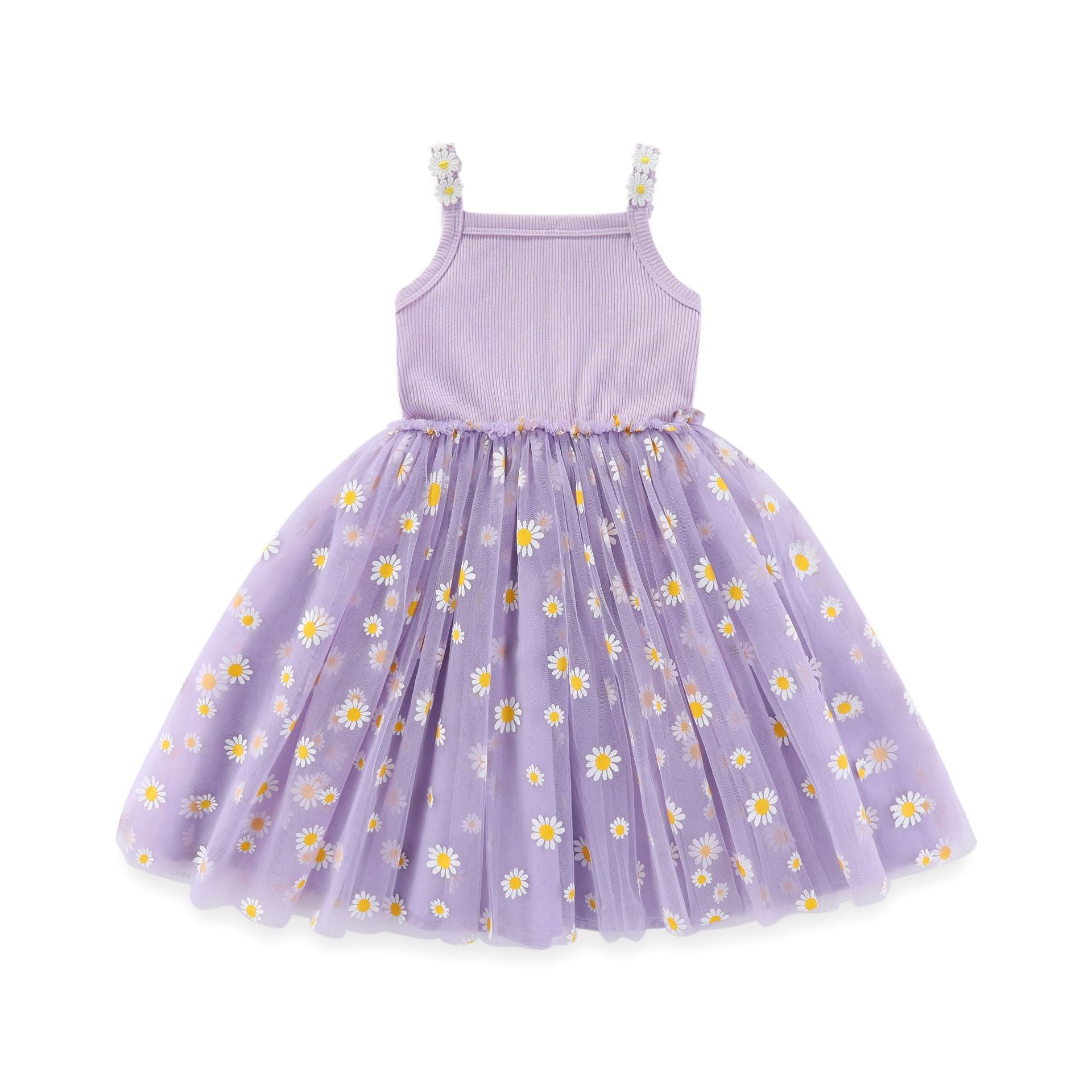 (In Production)Girls Spring&Summer Daisy Embroidery Tulle Dress