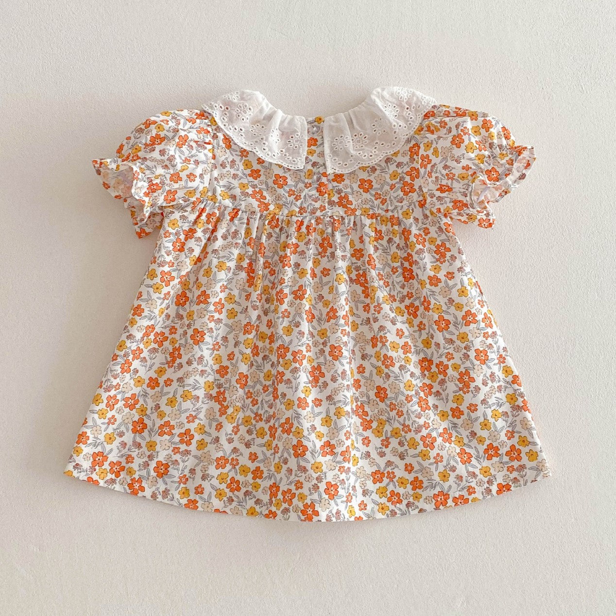 (In Production)Girls Spring and Summer Floral Doll Collar Dress