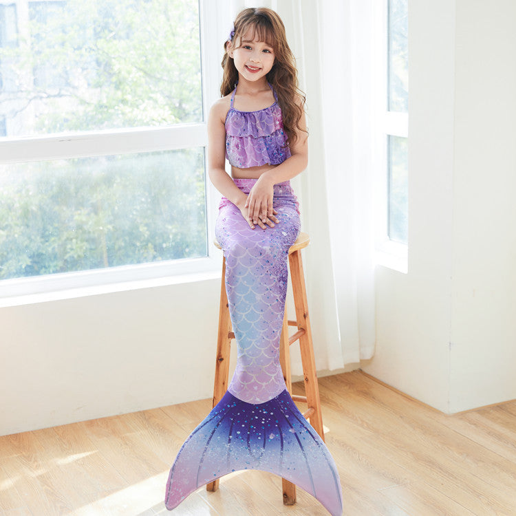 (In Production)Girls Summer Mermaid Swimming Suit Set-3 Pcs