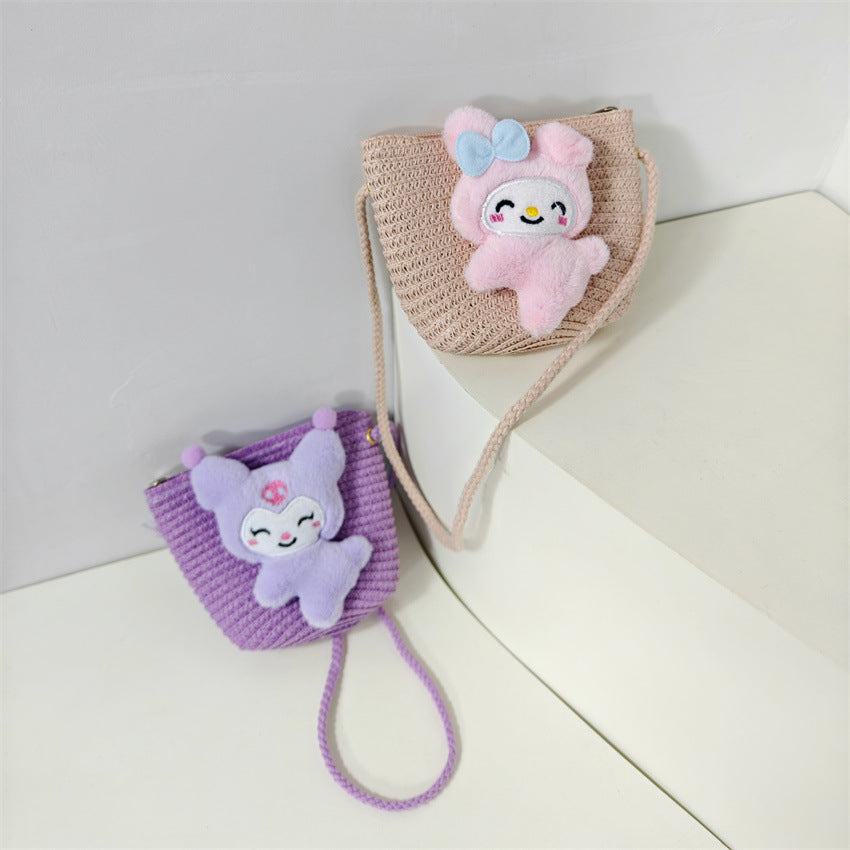(Pre Order)Girls Spring and Summer Cartoon Weaving Straw Bag