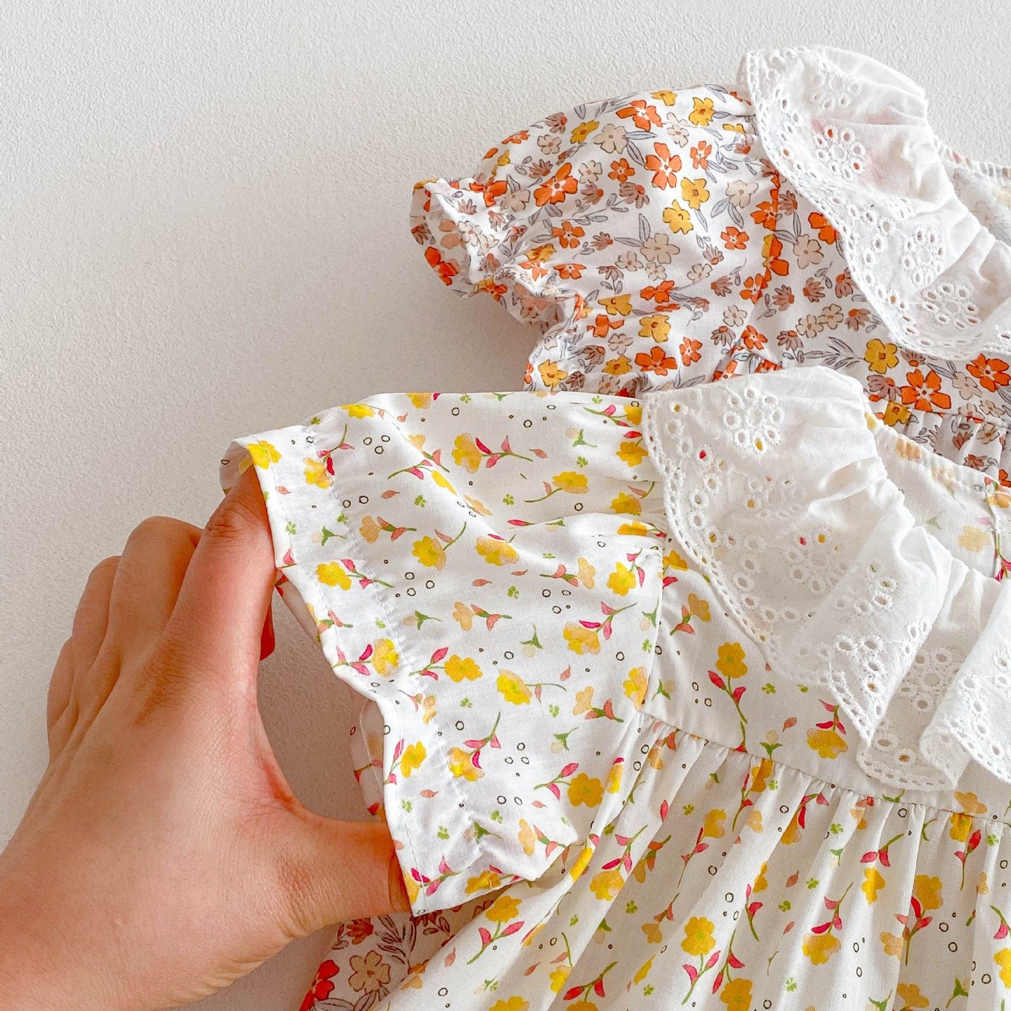 (In Production)Girls Spring and Summer Floral Doll Collar Dress