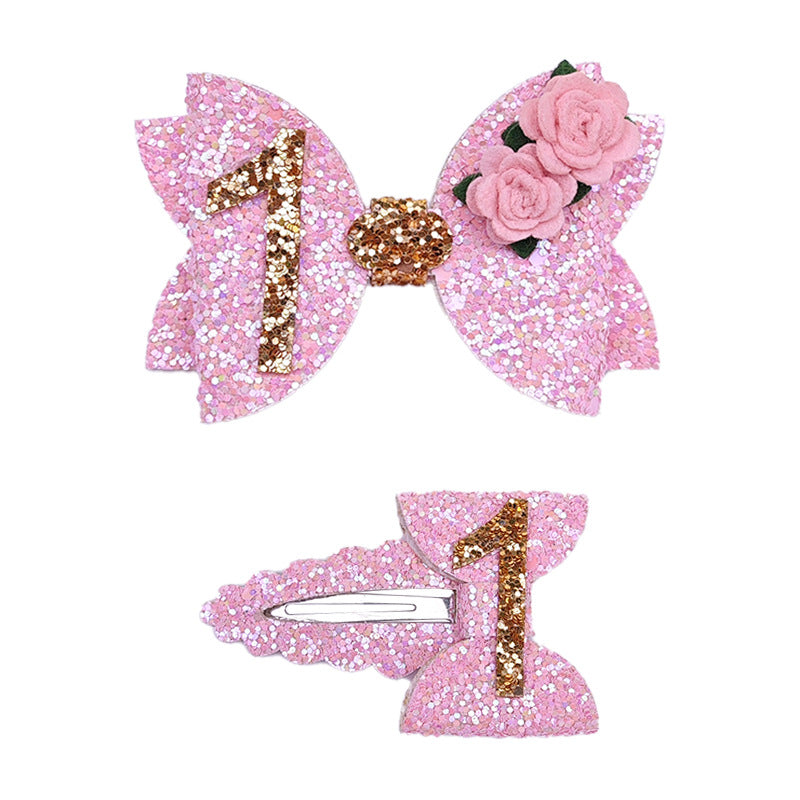 (Pre Order)Toddler Girls Birthday Number Bobby Pin 2PCS