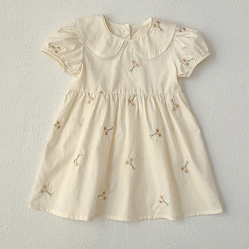 (In Production)Sisters Spring&Summer Floral Embroidery Doll Collar Dress&Romper