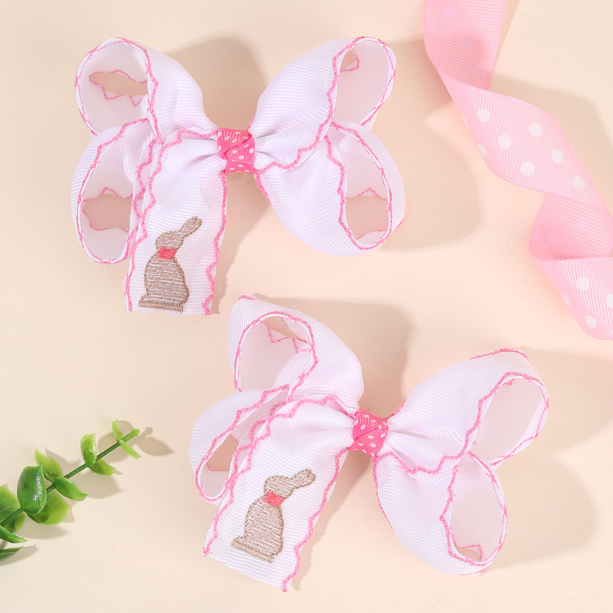 (Pre Order)Girls Easter Bunny Embroidery Hair Clip