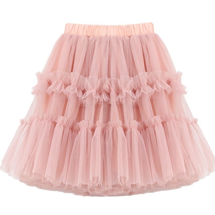 (Pre Order)Girls Plain Half-length Chiffon Skirt