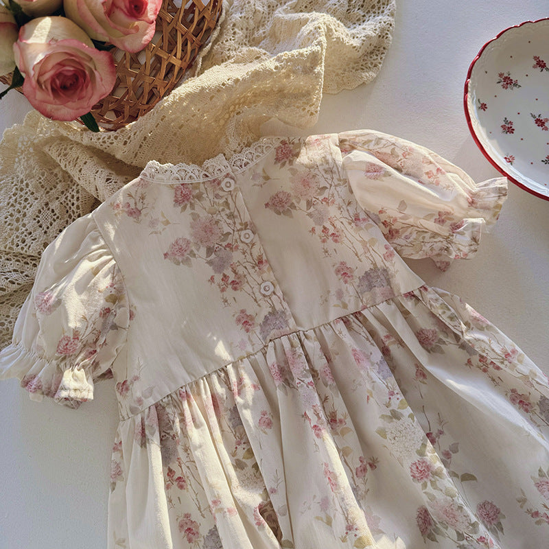 (In Production)Girls Spring&Summer Floral Print Ruffle Dress