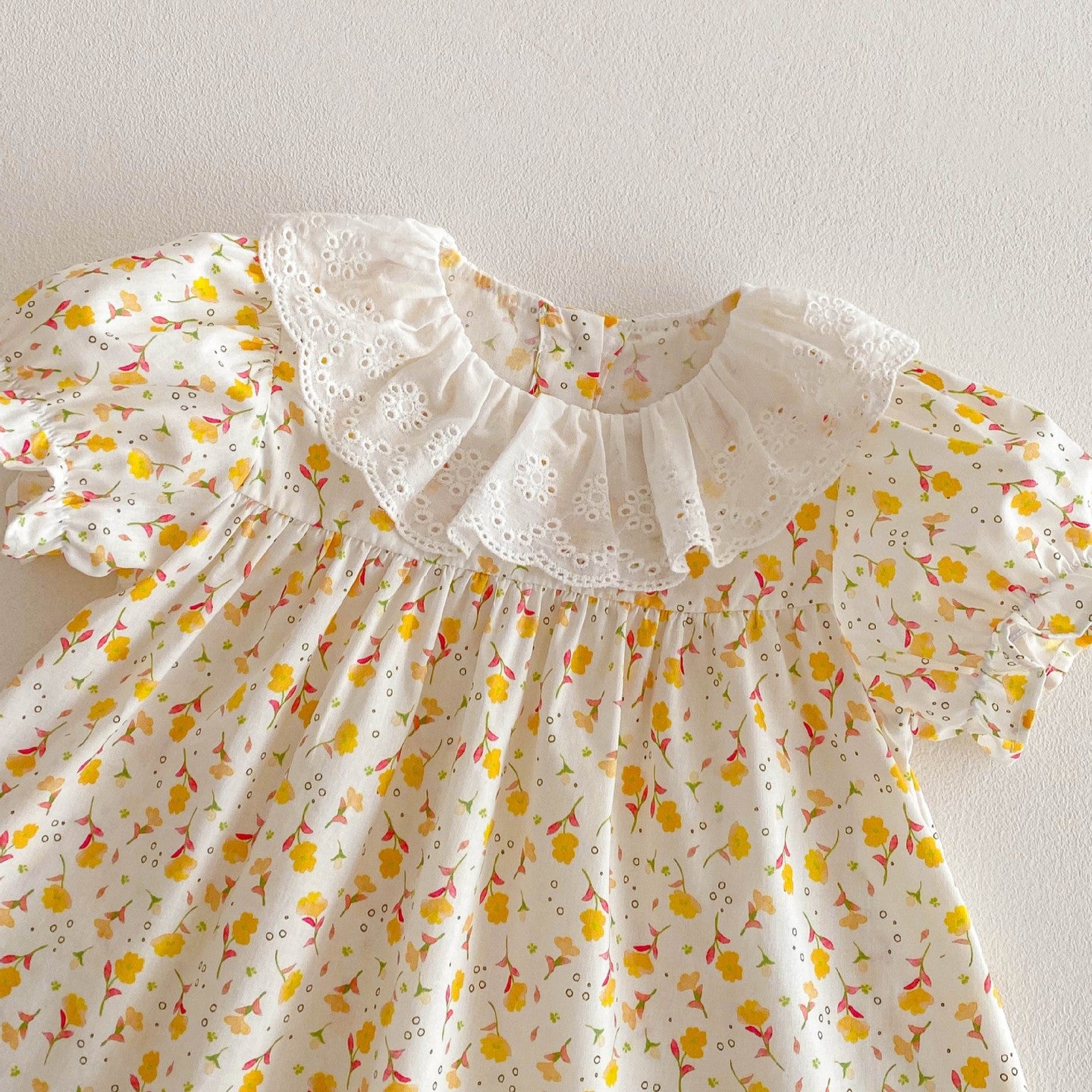 (In Production)Girls Spring and Summer Floral Doll Collar Dress