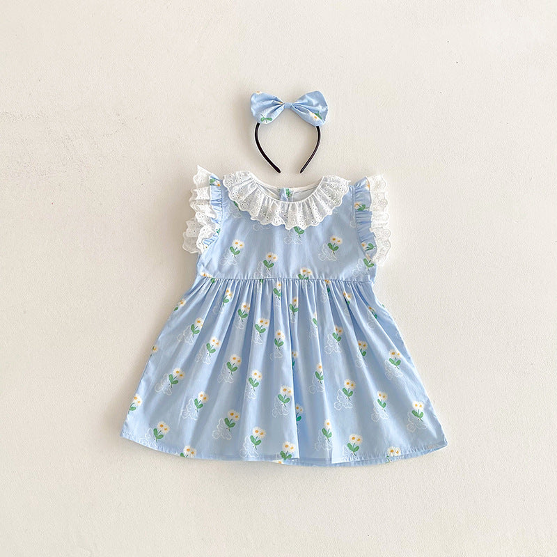 (In Production)Sisters Spring&Summer Floral Print Lace Ruffle Dress,Romper
