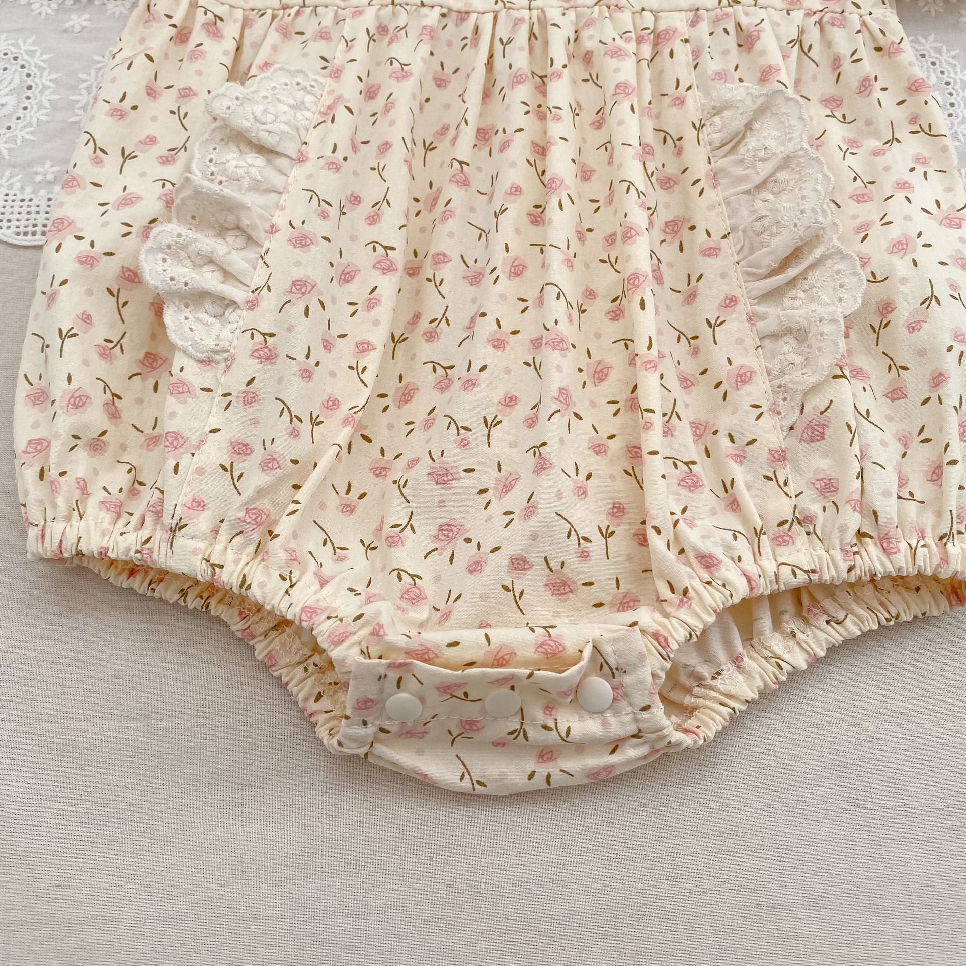 (Pre Order 2 Weeks)Sisters Floral Embroidery Lace Ruffled Dress&Romper