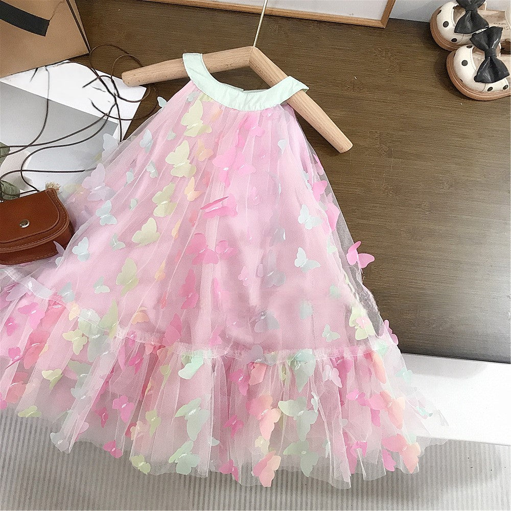 (In Production)Girls Spring&Summer Colorful Butterfly Tulle Dress
