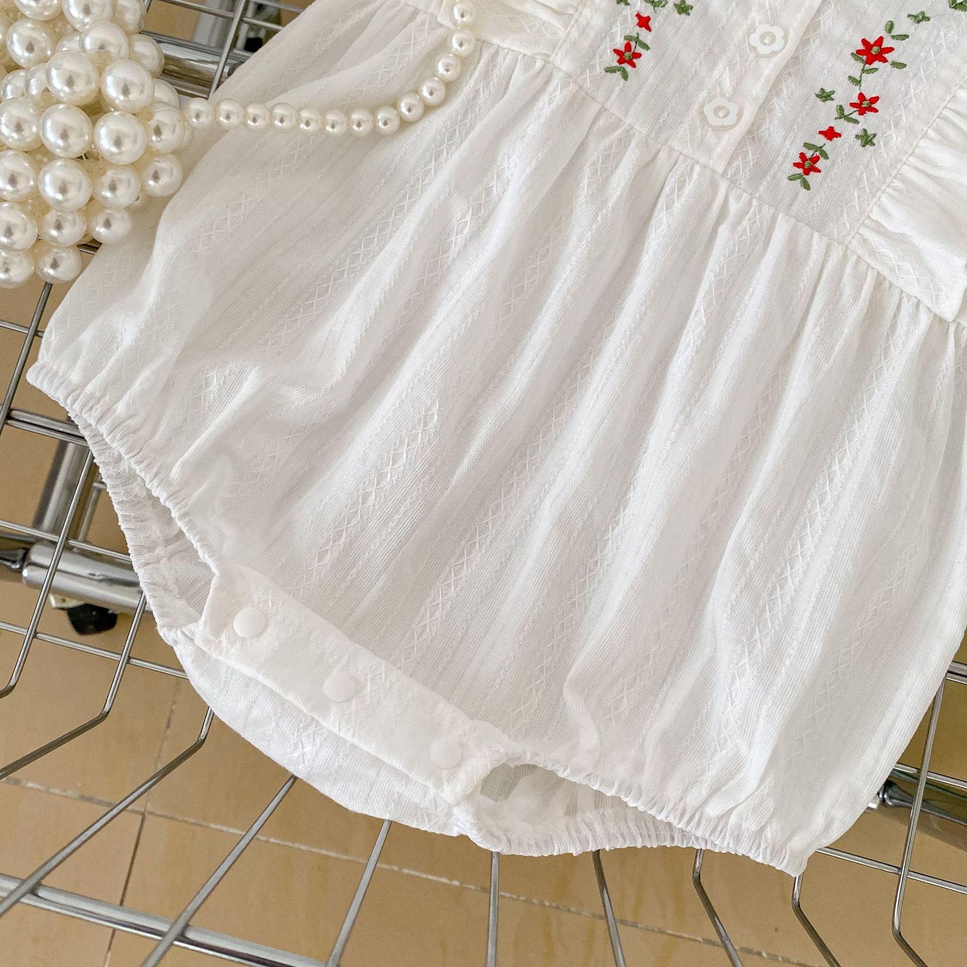 (Pre Order 2 Weeks)Girls Fall Floral Embroidery Ruffle Romper