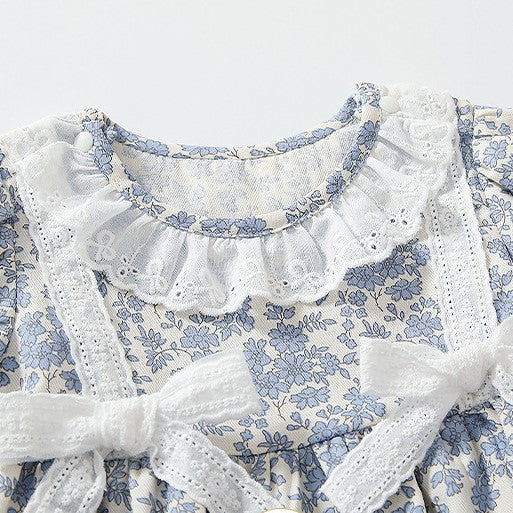 (In Production)Toddler Girls Spring&Summer Floral Print Romper