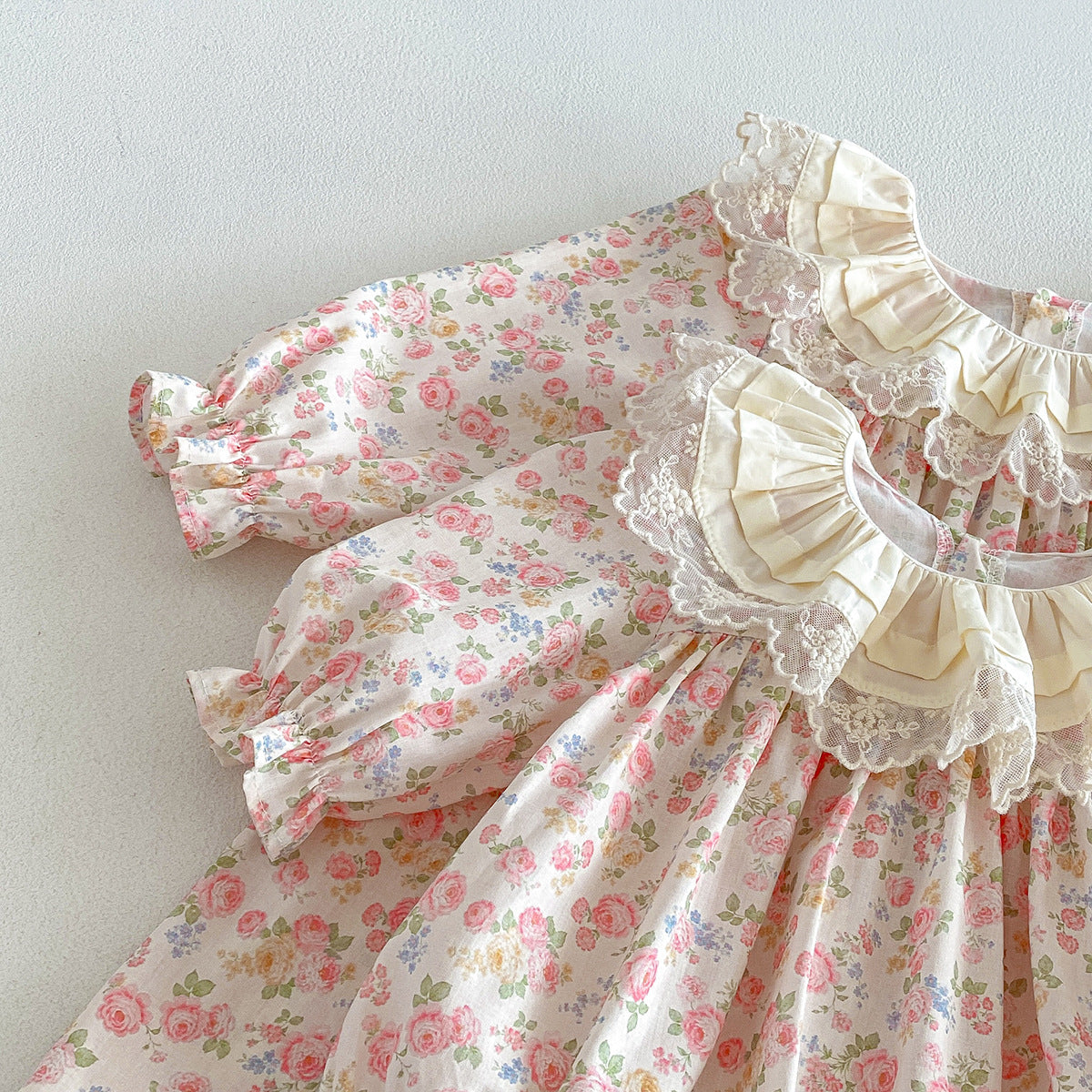 (Pre Order 2 Weeks)Sisters Fall Floral Lace Collar Dress&Romper