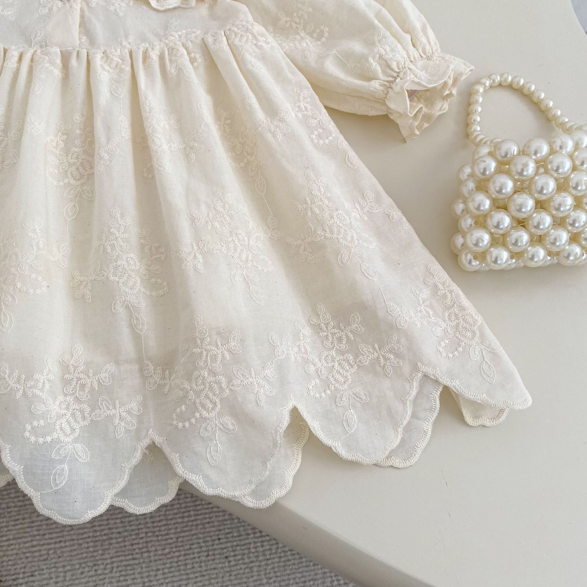 (In Production)Sisters Fall Floral Embroidery Lace Ruffle Dress&Romper