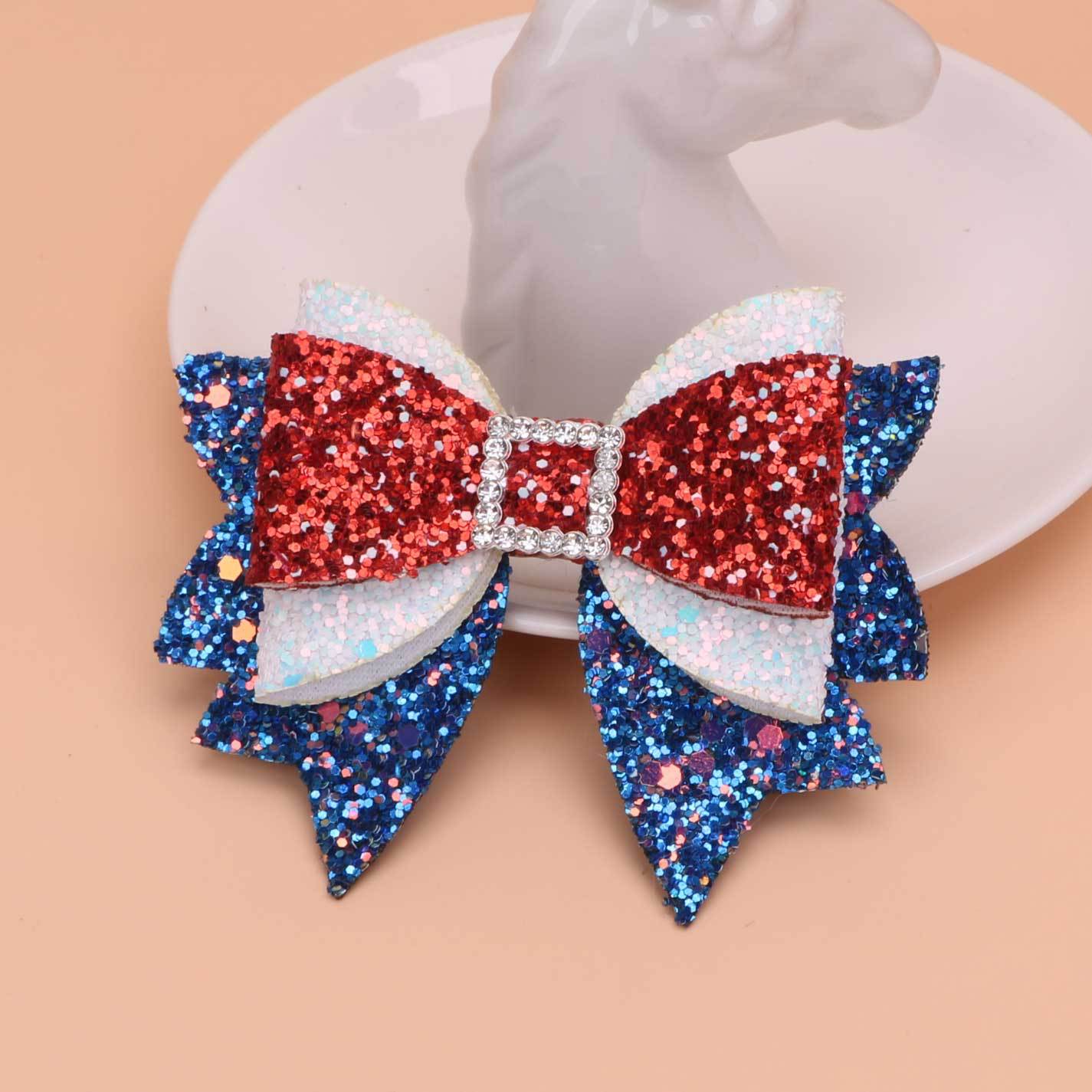 (Pre Order)Girls Summer Patriotic Glitter Hair Clip