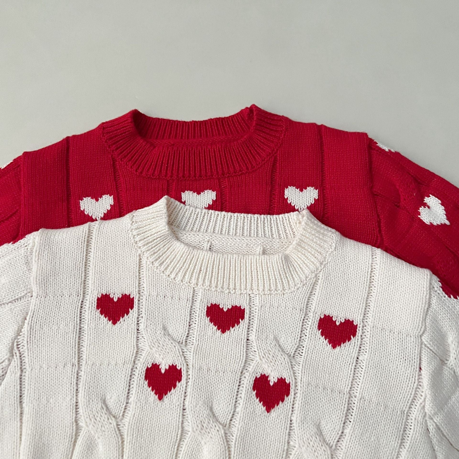 (Pre Order)Girls Valentine's Day Love Jacquard Twist Sweater