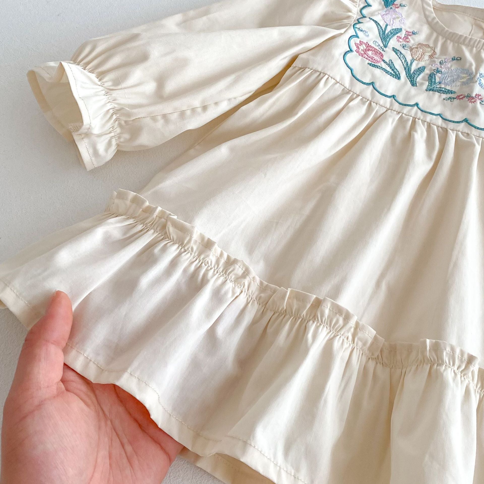 (Pre Order 2 Weeks)Girls Fall Floral Embroidery Dress